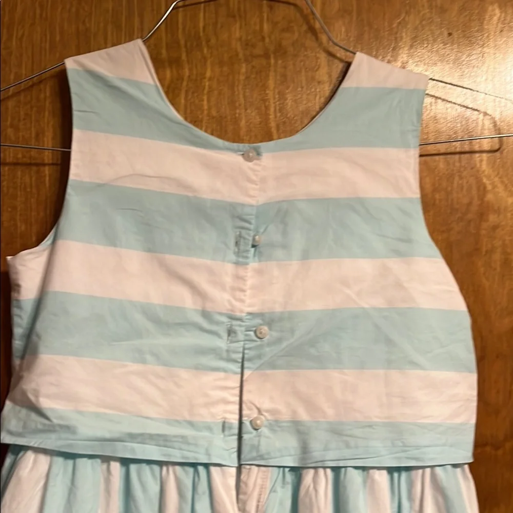 Janie and Jack Light Blue and White Striped Sleeveless Cotton Dress - Picture 4 of 10